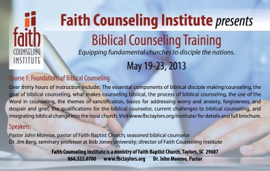 Biblical Counseling Training – May 19-23, 2013